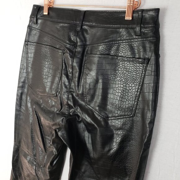 NWT Express Straight Pant Super High Rise Croc Embossed Vegan Leather Cropped 10 - Picture 12 of 15